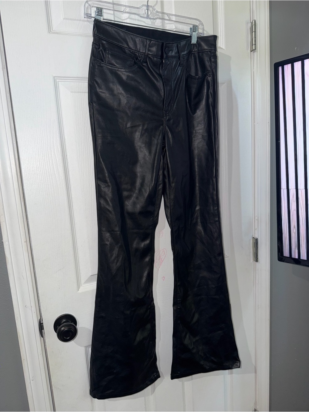 GAP Black Faux Leather Flare Jeans